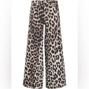 Ganni Wide Leg Leopard Pants